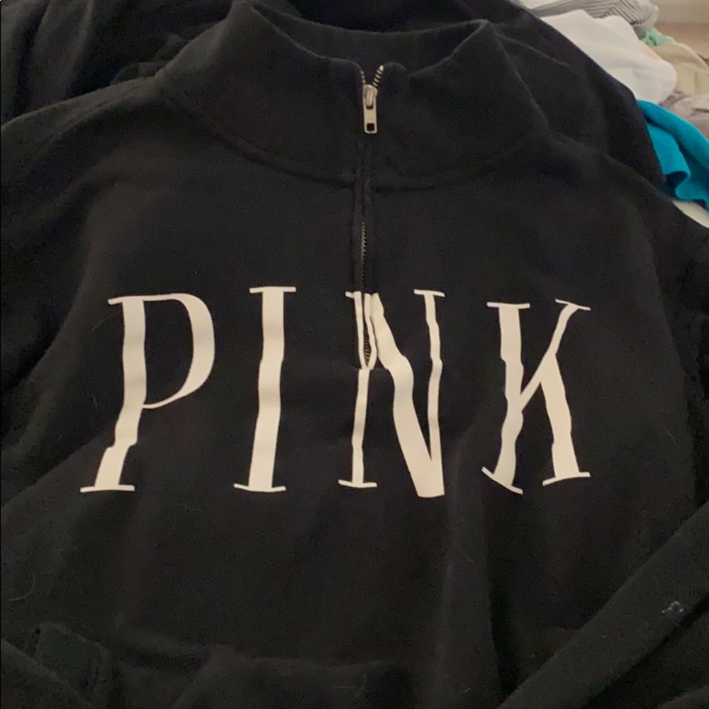 PINK zip up crew neck